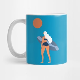 Woman with a surfboard Mug